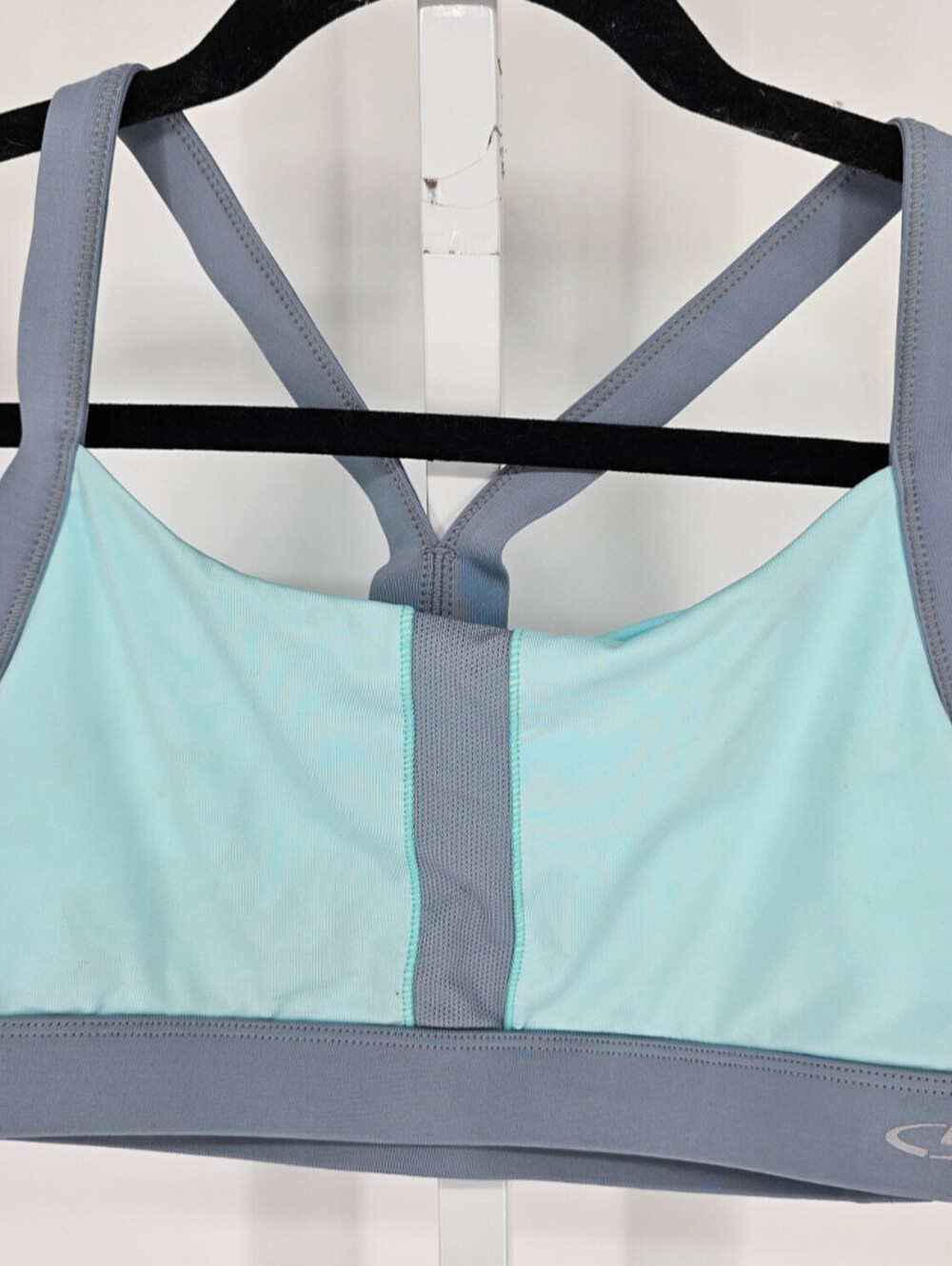 C9 by Champion Womens Sz M Racerback Sports Bra Light Blue Gray Trim